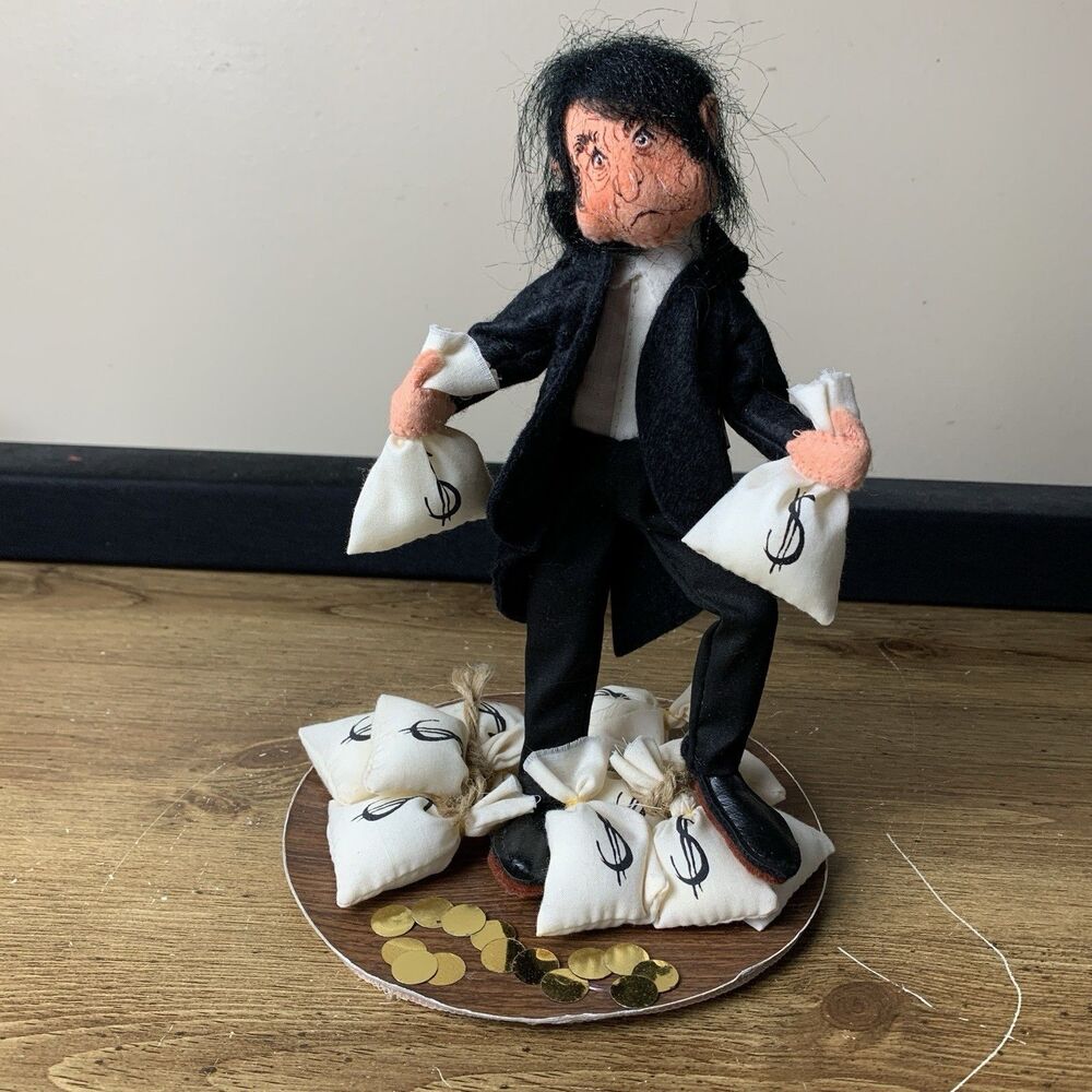 Annalee Dolls 1992 Dickens Christmas Eve Scrooge With Money Bags Vintage
